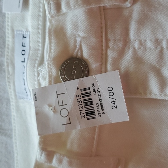 Loft Made and Loved Slim Pockets Skinny Button Seams White Sz. 24/00 - Picture 12 of 16